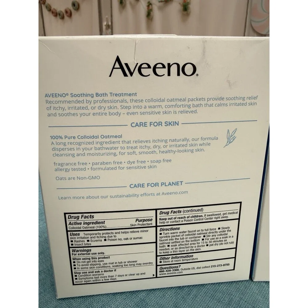 Aveeno Fragrance Free Soothing Bath Treatment Packets 14 Packets Oatmeal